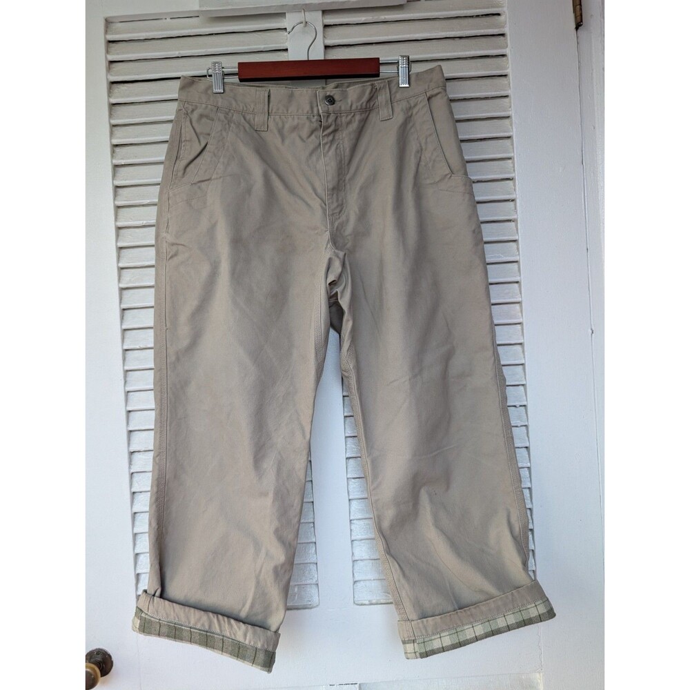Mountain Khakis -Green Flannel Lined Khaki Pants-Beige-34x27.5